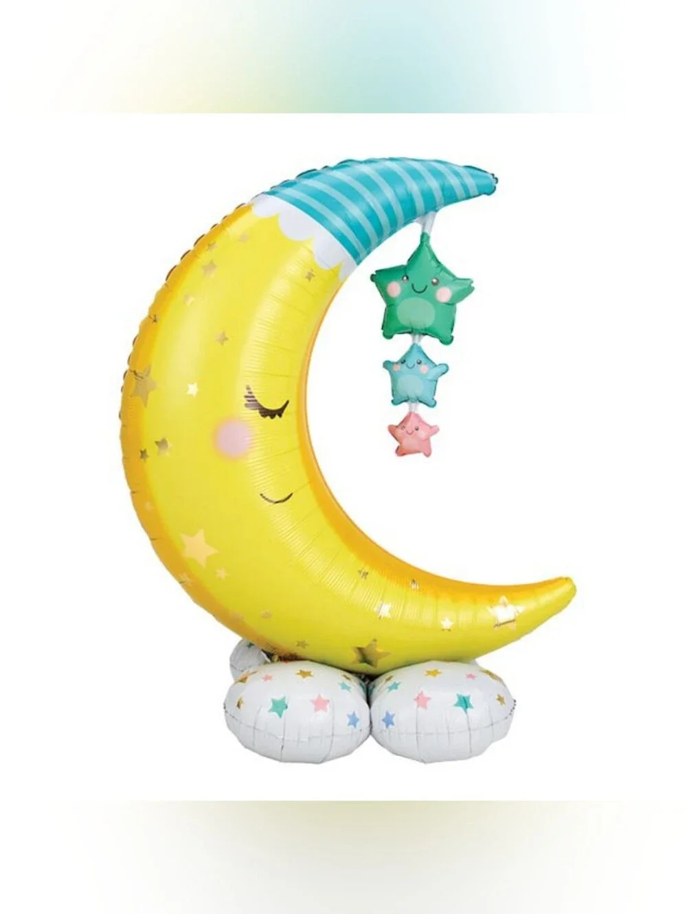 Crescent Moon Foil Balloon with Hanging Stars